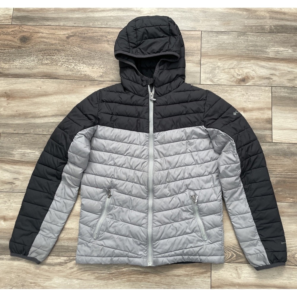 Columbia Omniheat Kids Grey and Black Puffer Jacket with Hood Size L (14-16)